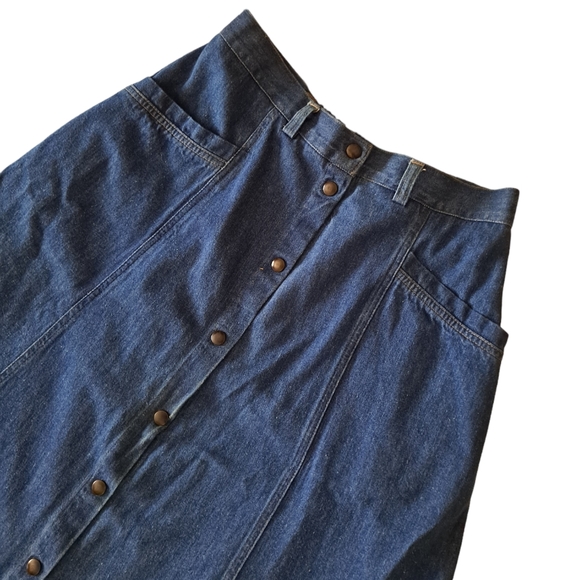 Vintage Studiowear a line blue denim button up skirt - Picture 2 of 5